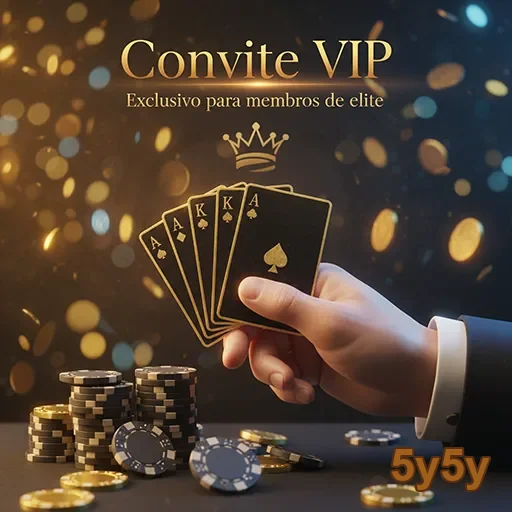 Convite VIP para cassino do 5y5y, com design elegante e detalhes chamativos.